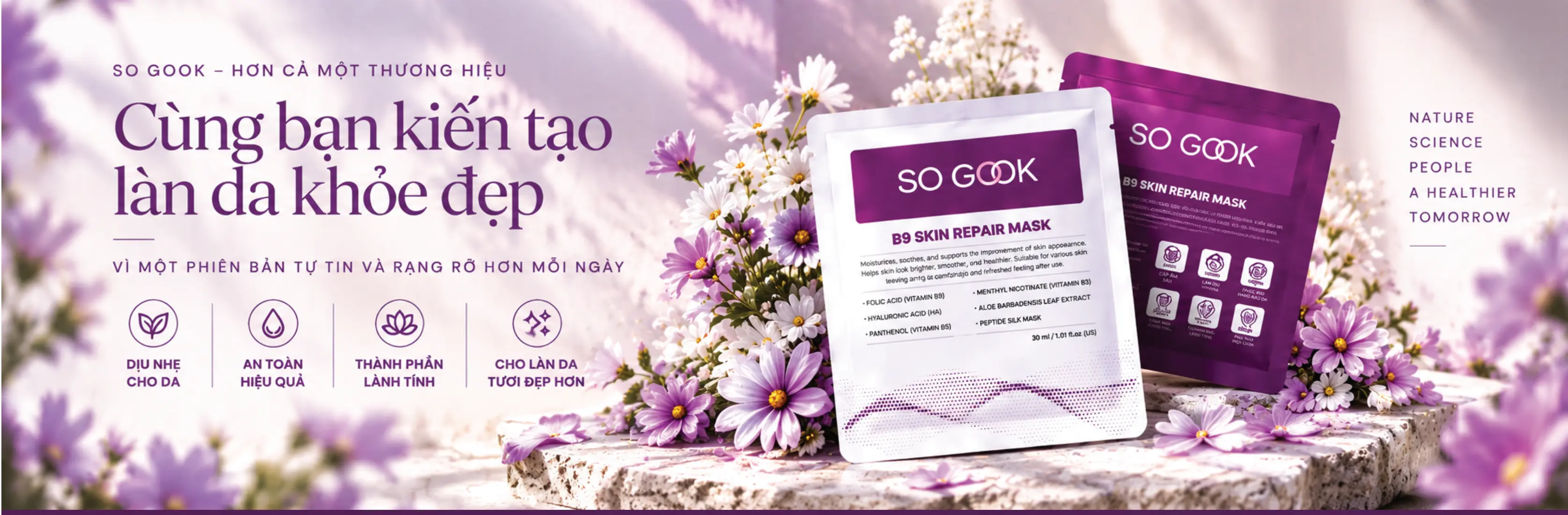 Mặt nạ SO GOOK cùng hoa tím
